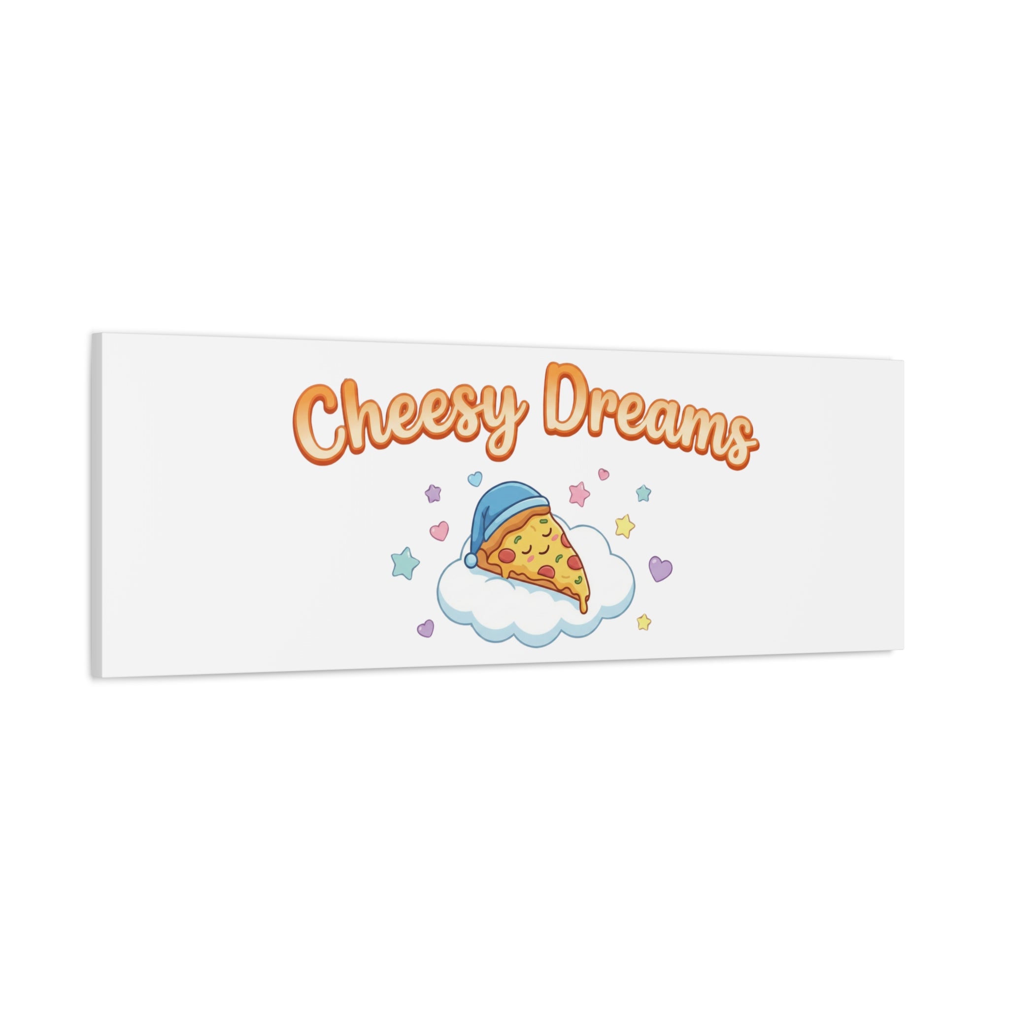 Cheesy Dreams Kawaii Pizza Canvas Wall Art
