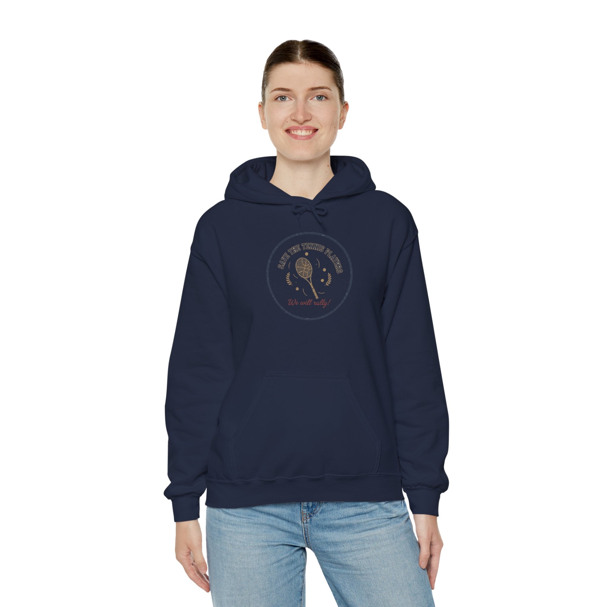 Save the Tennis Players Hoodie | tennis meme apparel, racquet sport humor