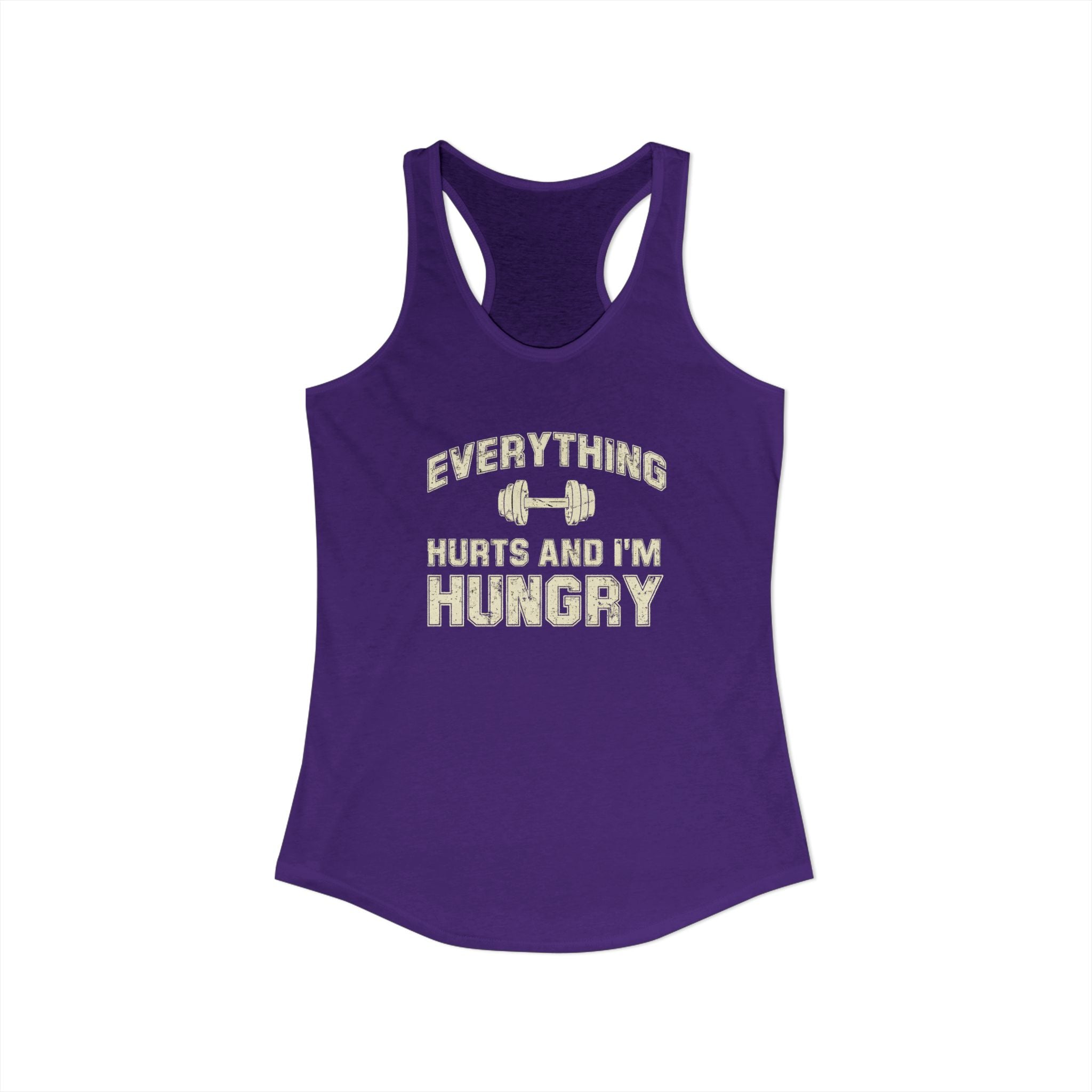 Everything Hurts and I’m Hungry Women’s Racerback Tank | Funny Gym Tank | Lightweight Workout Shirt | Fitness Humor Top