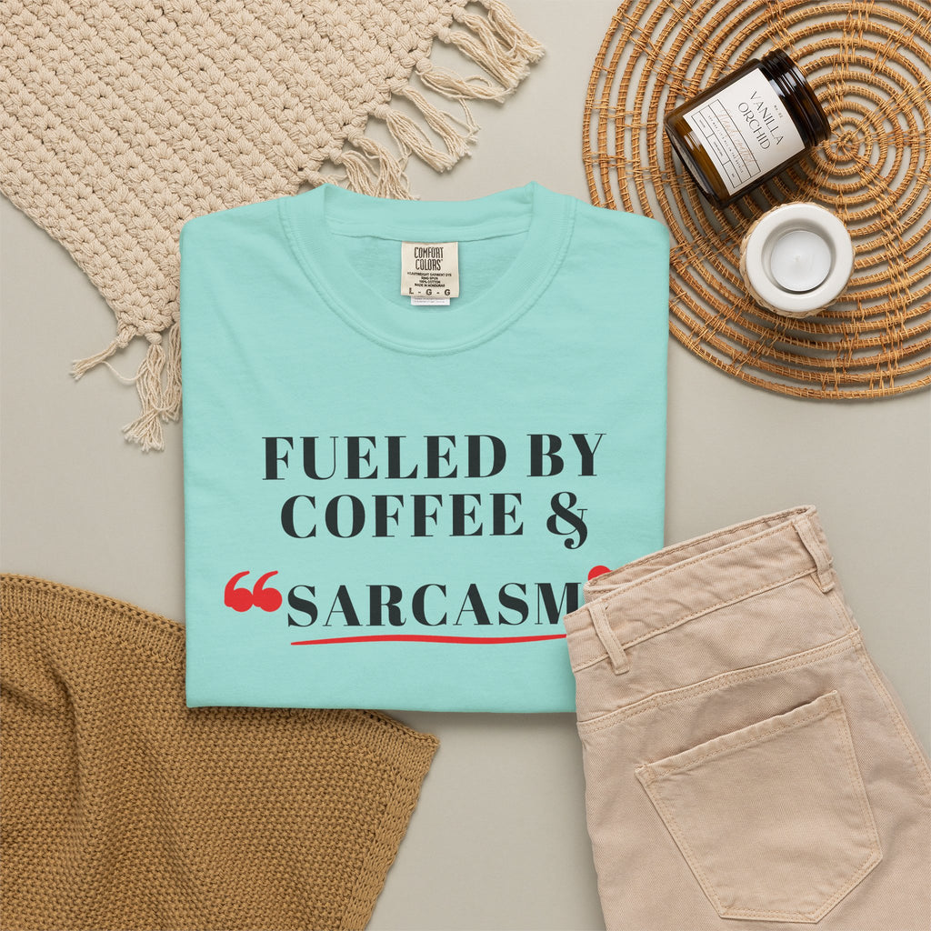 Fueled By Coffee & Sarcasm Tee | Funny Coffee Shirt