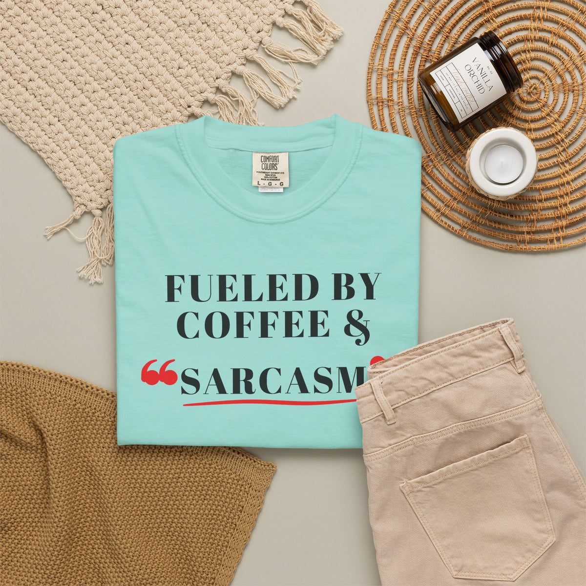 Fueled By Coffee & Sarcasm Tee | Funny Coffee Shirt