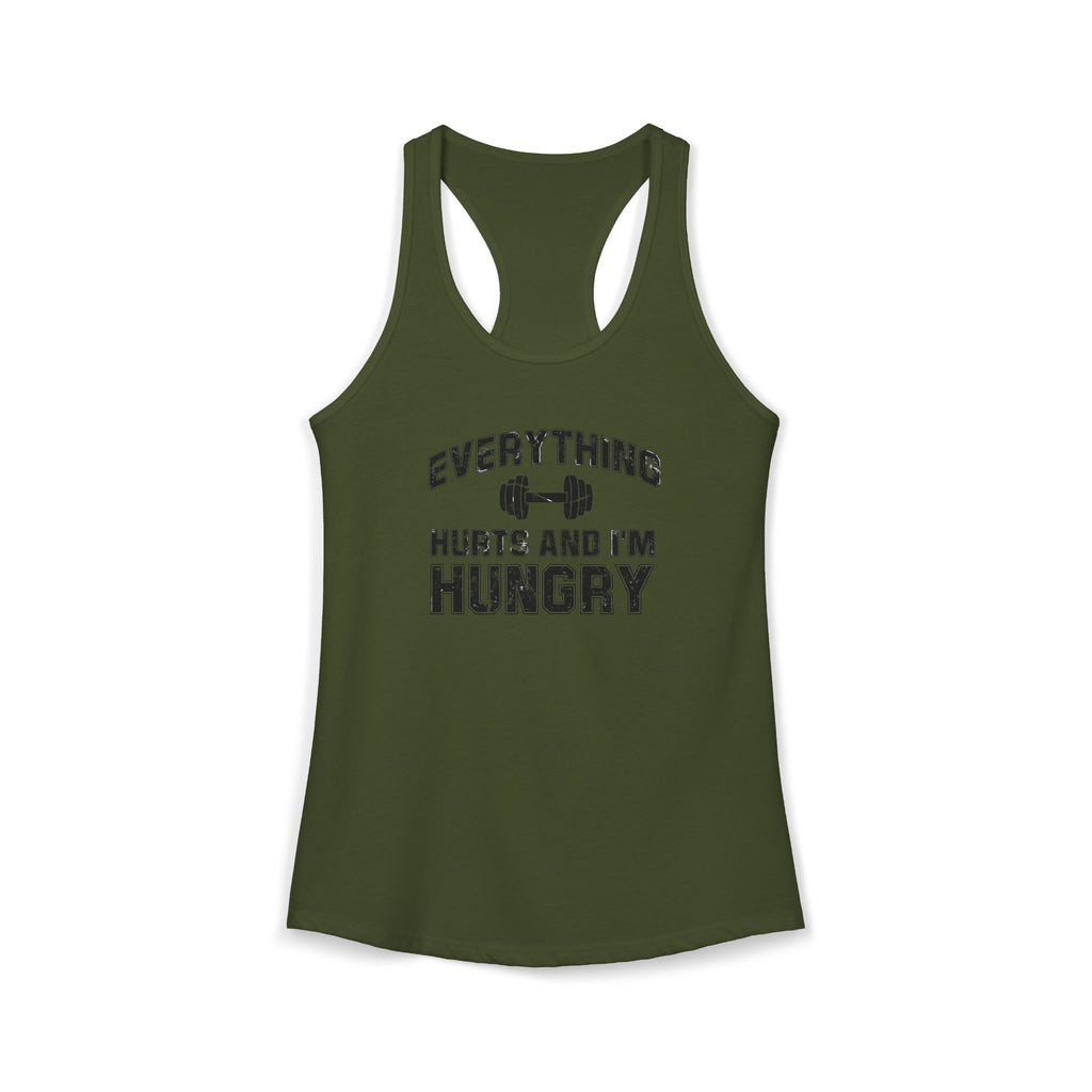 Everything Hurts and I’m Hungry Women’s Racerback Tank | Funny Gym Tank | Lightweight Workout Shirt | Fitness Humor Top