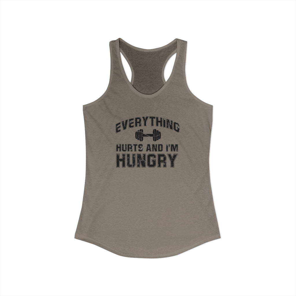 Everything Hurts and I’m Hungry Women’s Racerback Tank | Funny Gym Tank | Lightweight Workout Shirt | Fitness Humor Top