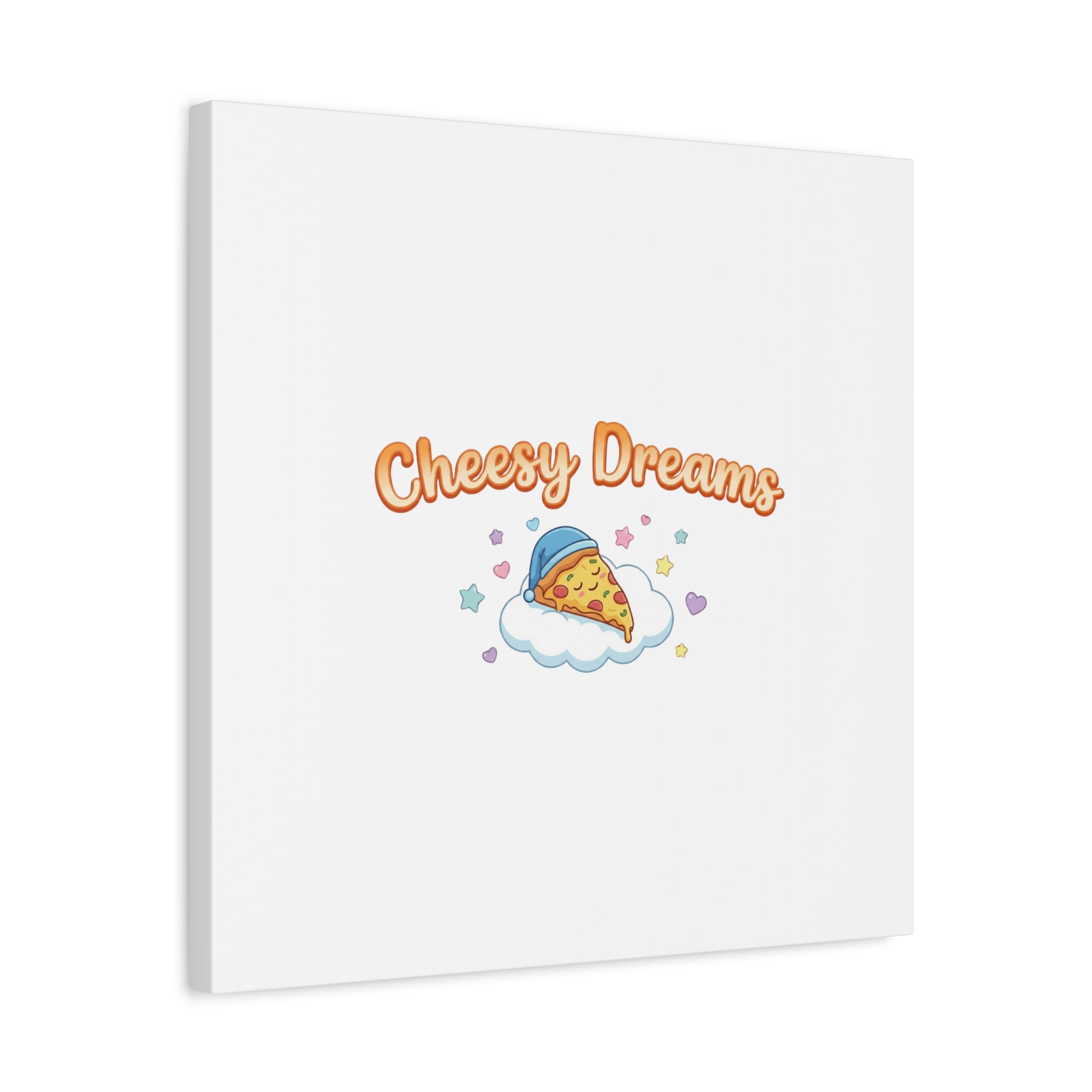 Cheesy Dreams Kawaii Pizza Canvas Wall Art