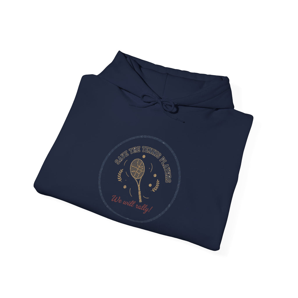 Save the Tennis Players Hoodie | tennis meme apparel, racquet sport humor