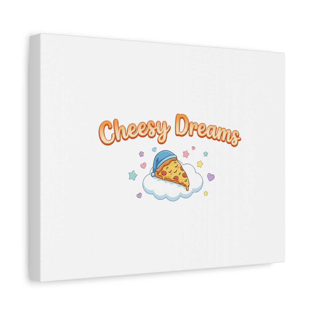 Cheesy Dreams Kawaii Pizza Canvas Wall Art