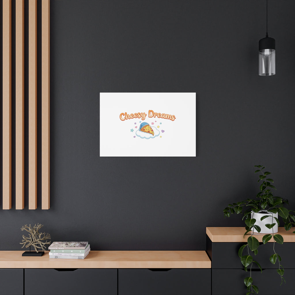 Cheesy Dreams Kawaii Pizza Canvas Wall Art