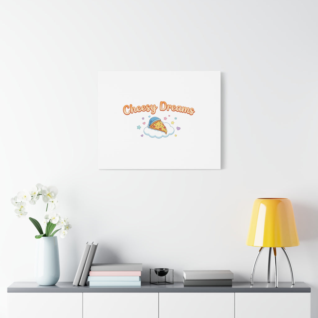 Cheesy Dreams Kawaii Pizza Canvas Wall Art
