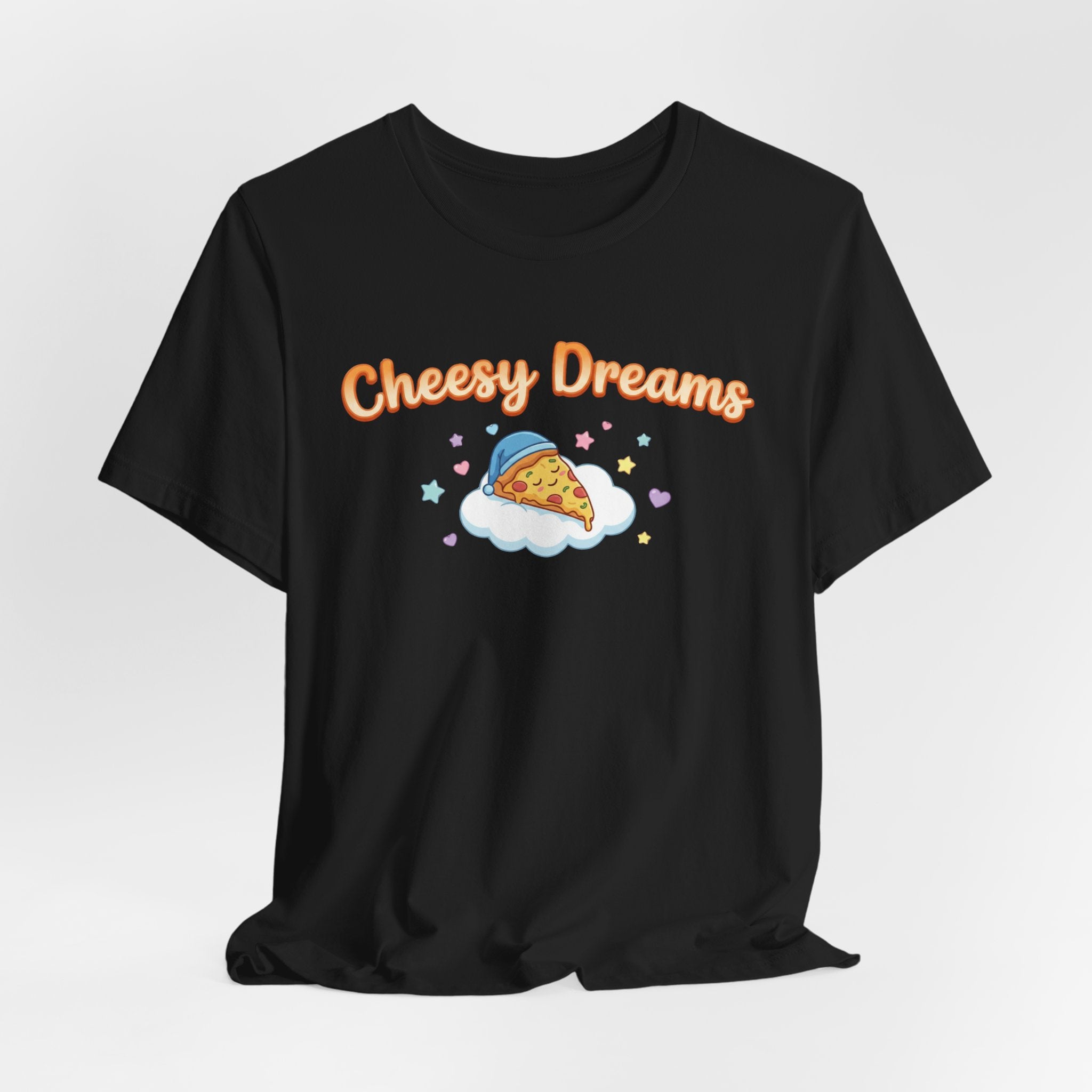 Cheesy Dreams Pizza T-Shirt – Cozy Food Humor Graphic Tee