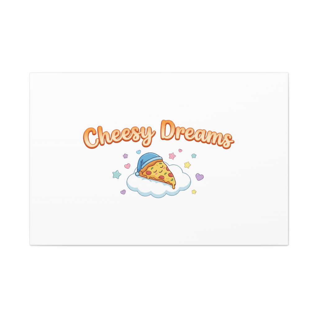 Cheesy Dreams Kawaii Pizza Canvas Wall Art