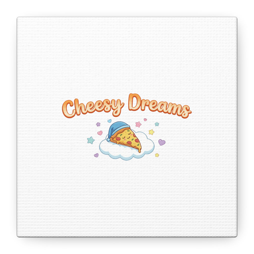 Cheesy Dreams Kawaii Pizza Canvas Wall Art