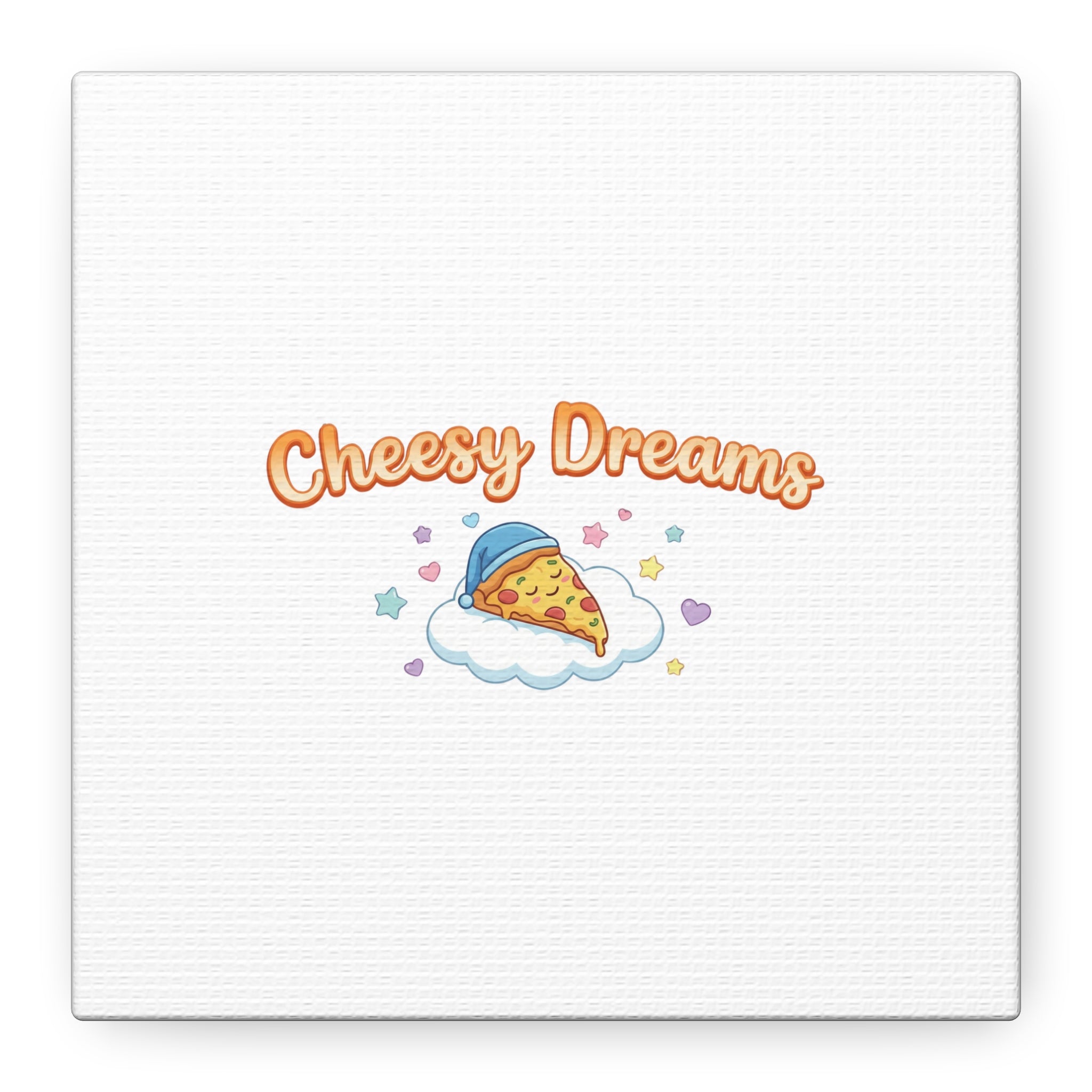 Cheesy Dreams Kawaii Pizza Canvas Wall Art