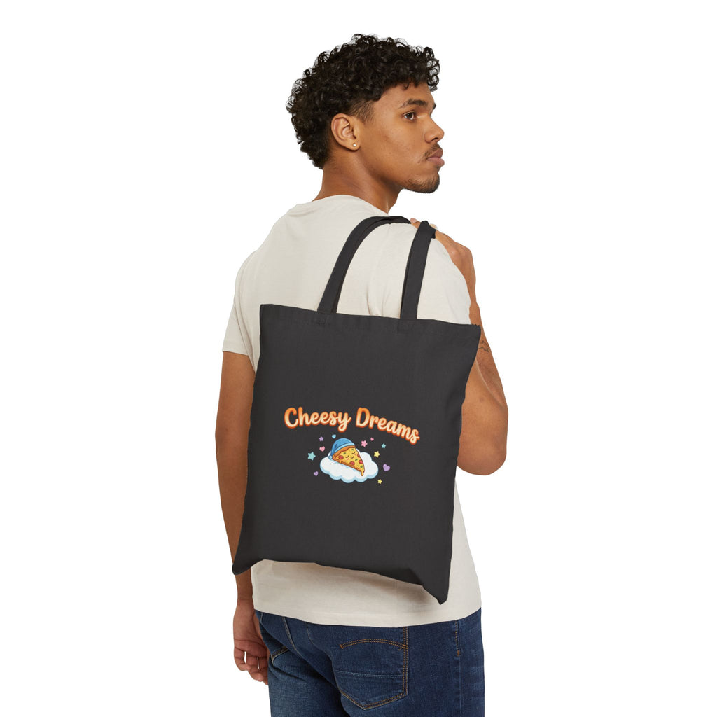 Cheesy Dreams Cute Pizza Canvas Tote Bag