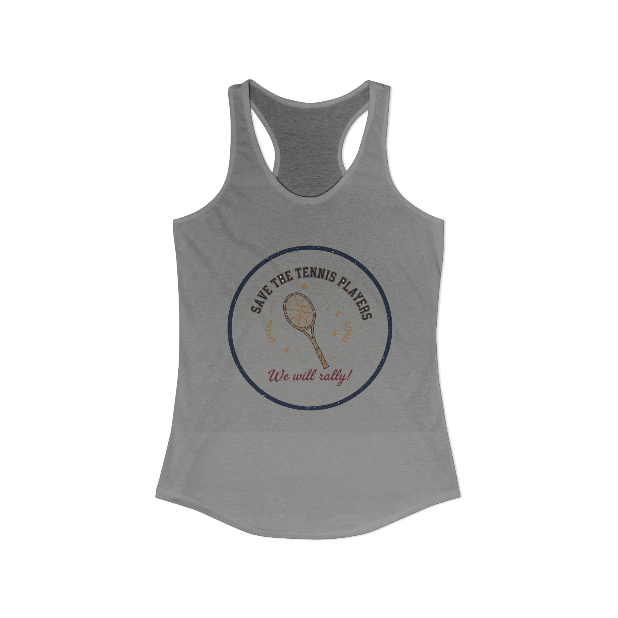 Save the Tennis Players Women’s Racerback Tank | Tennis Graphic Workout Tank | Lightweight Active Top | “We Will Rally” Tennis Shirt