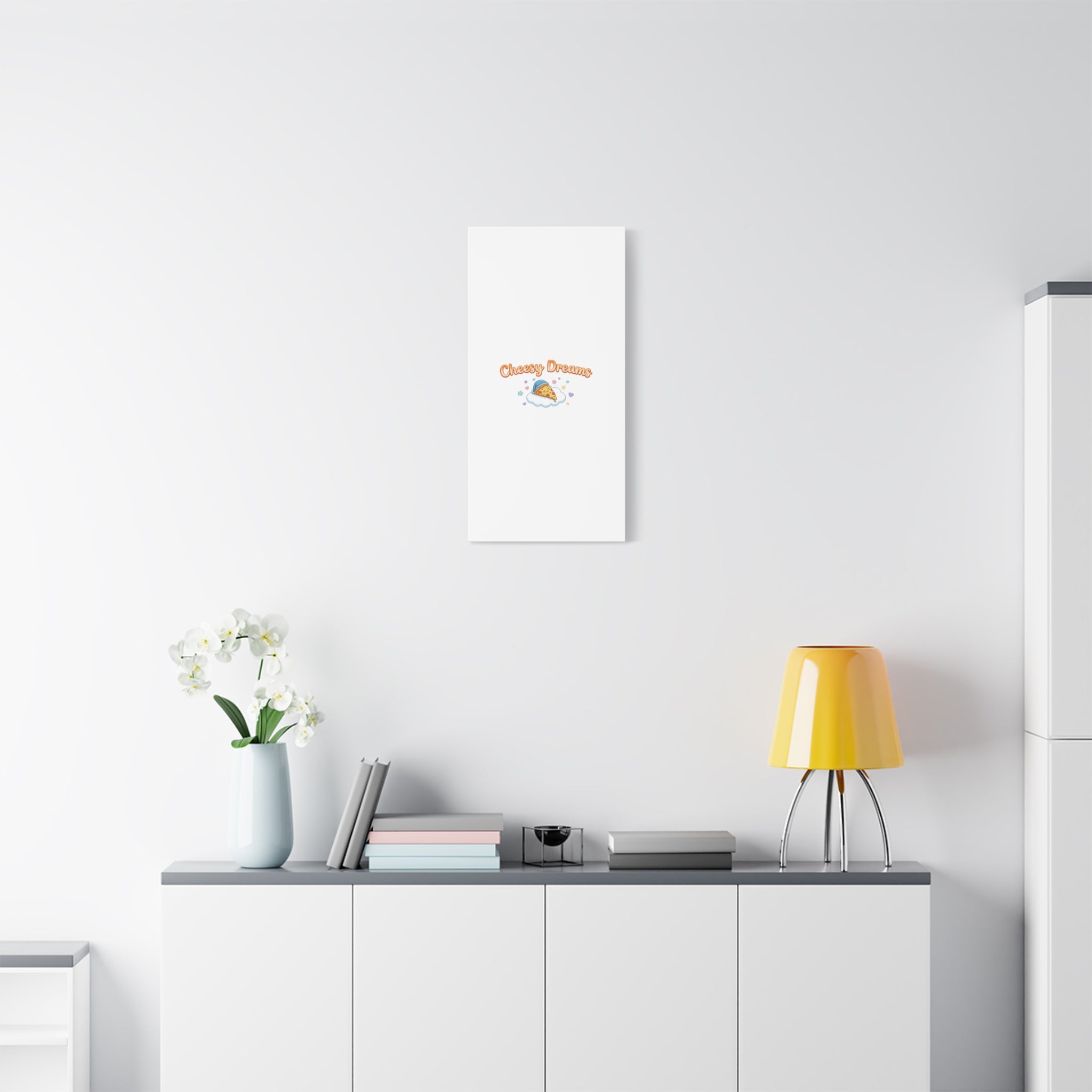 Cheesy Dreams Kawaii Pizza Canvas Wall Art