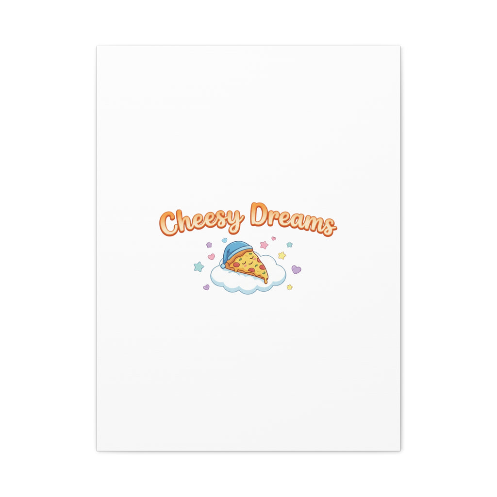 Cheesy Dreams Kawaii Pizza Canvas Wall Art