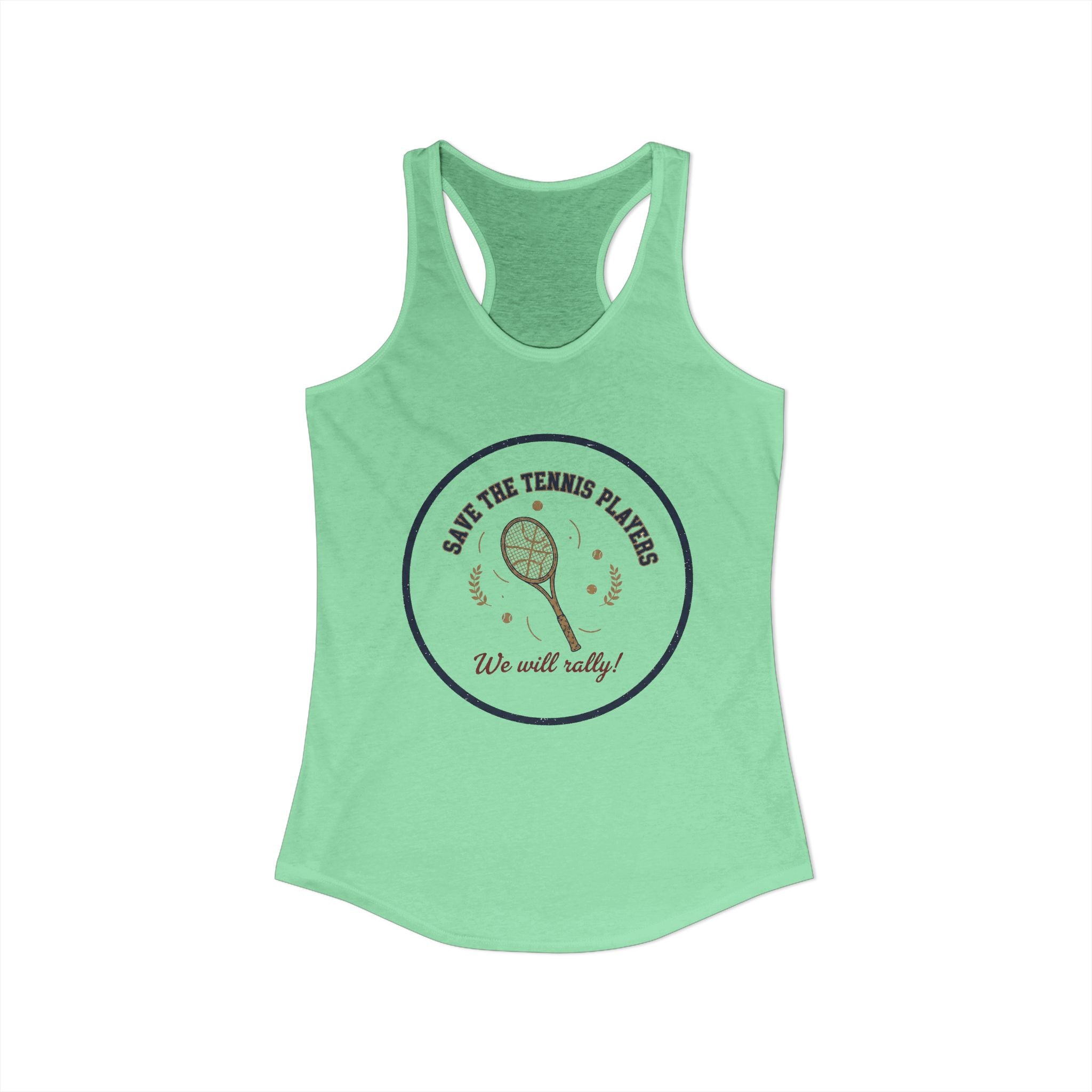 Save the Tennis Players Women’s Racerback Tank | Tennis Graphic Workout Tank | Lightweight Active Top | “We Will Rally” Tennis Shirt