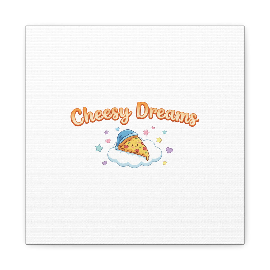 Cheesy Dreams Kawaii Pizza Canvas Wall Art
