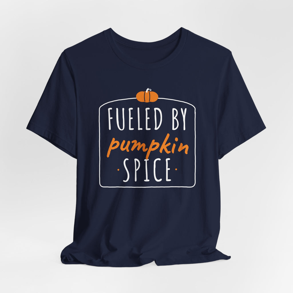 Fueled By Pumpkin Spice Retro Arch Tee | Fall Gym Shirt