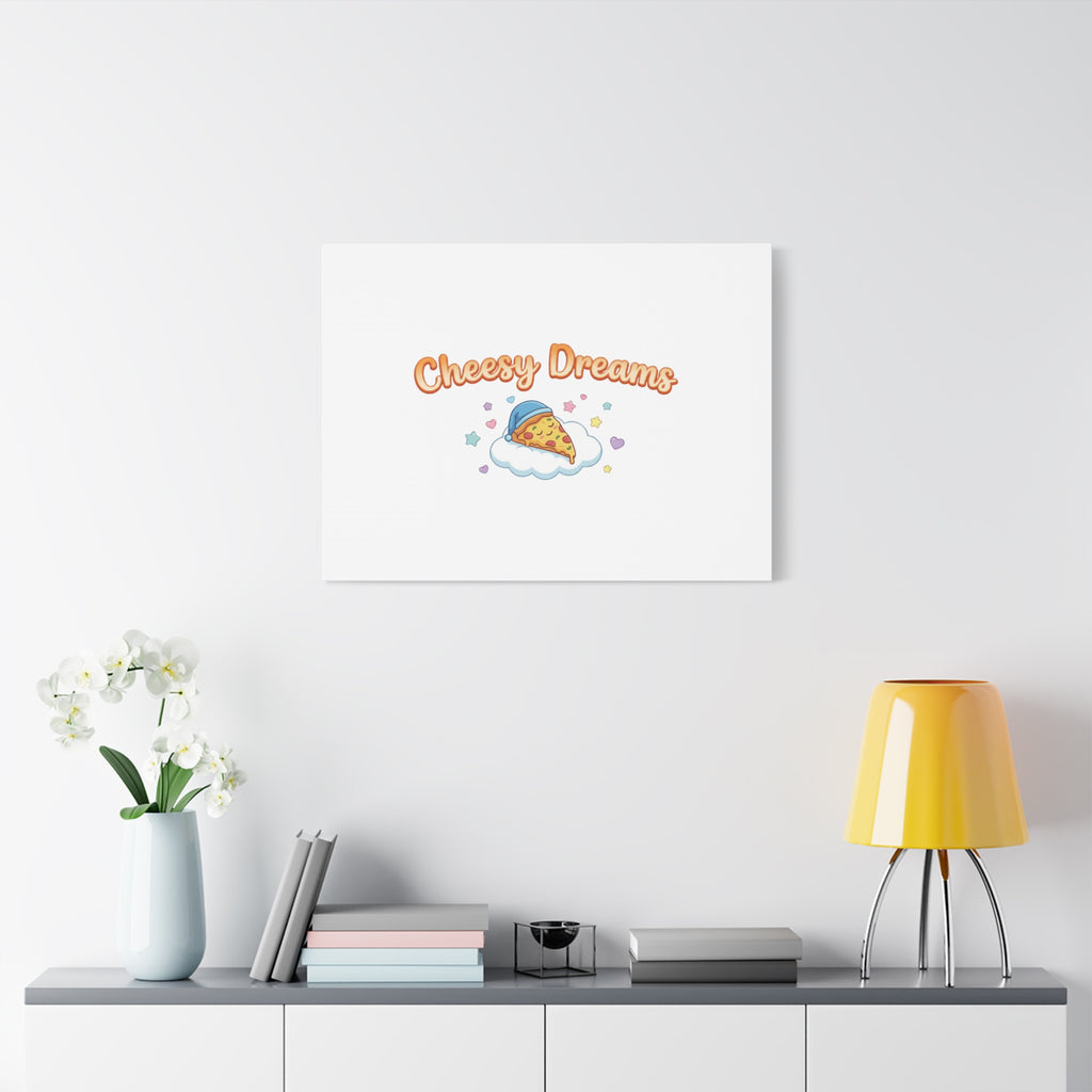 Cheesy Dreams Kawaii Pizza Canvas Wall Art