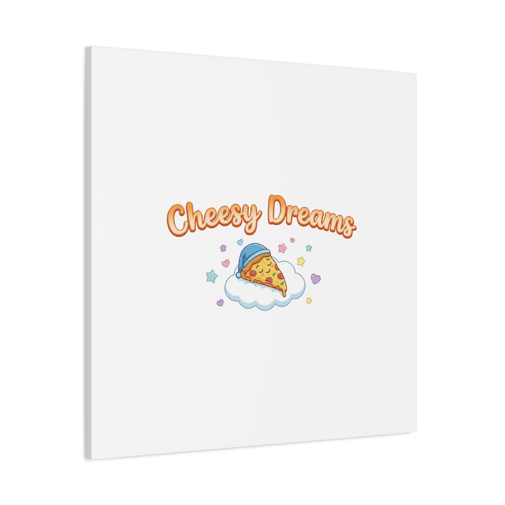Cheesy Dreams Kawaii Pizza Canvas Wall Art