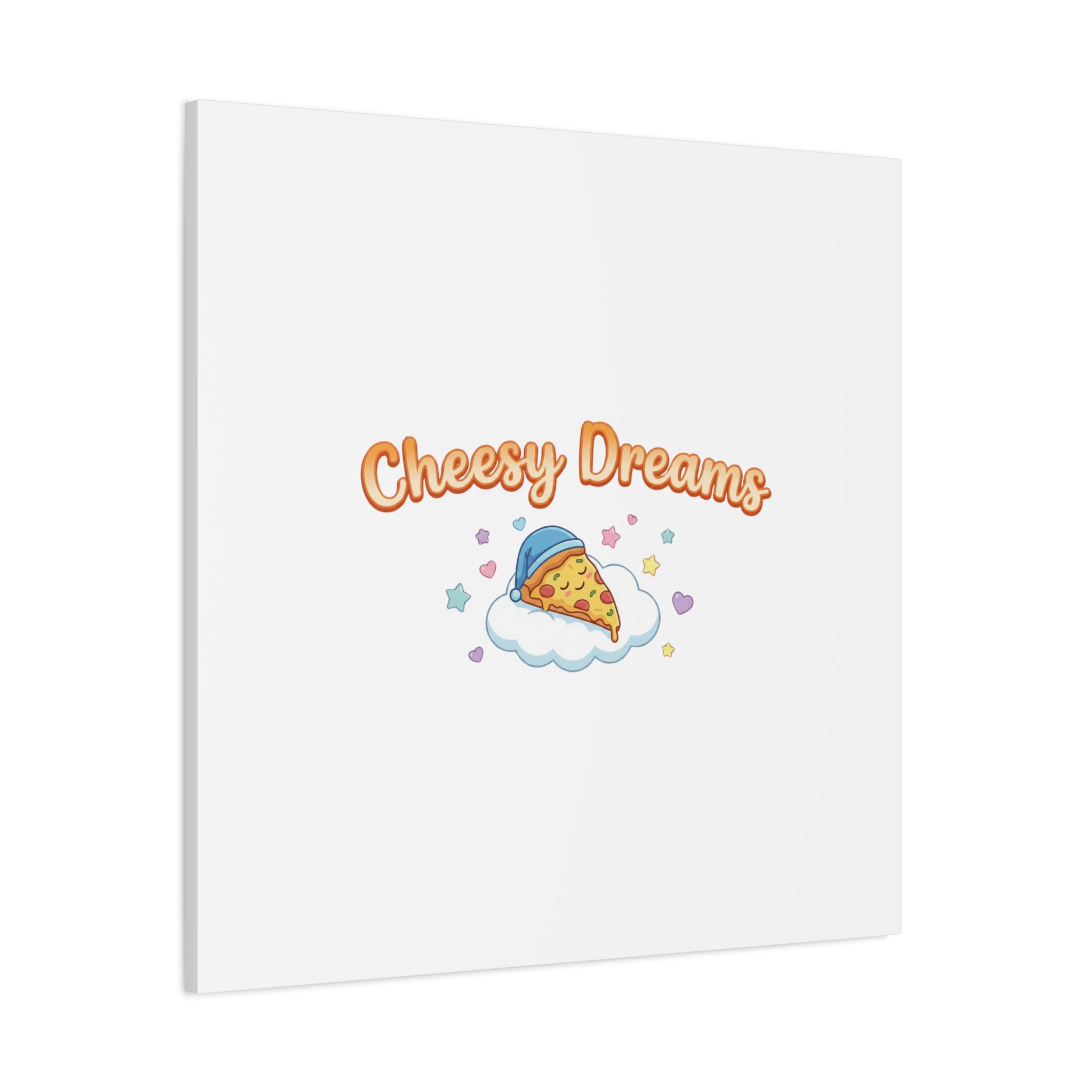 Cheesy Dreams Kawaii Pizza Canvas Wall Art