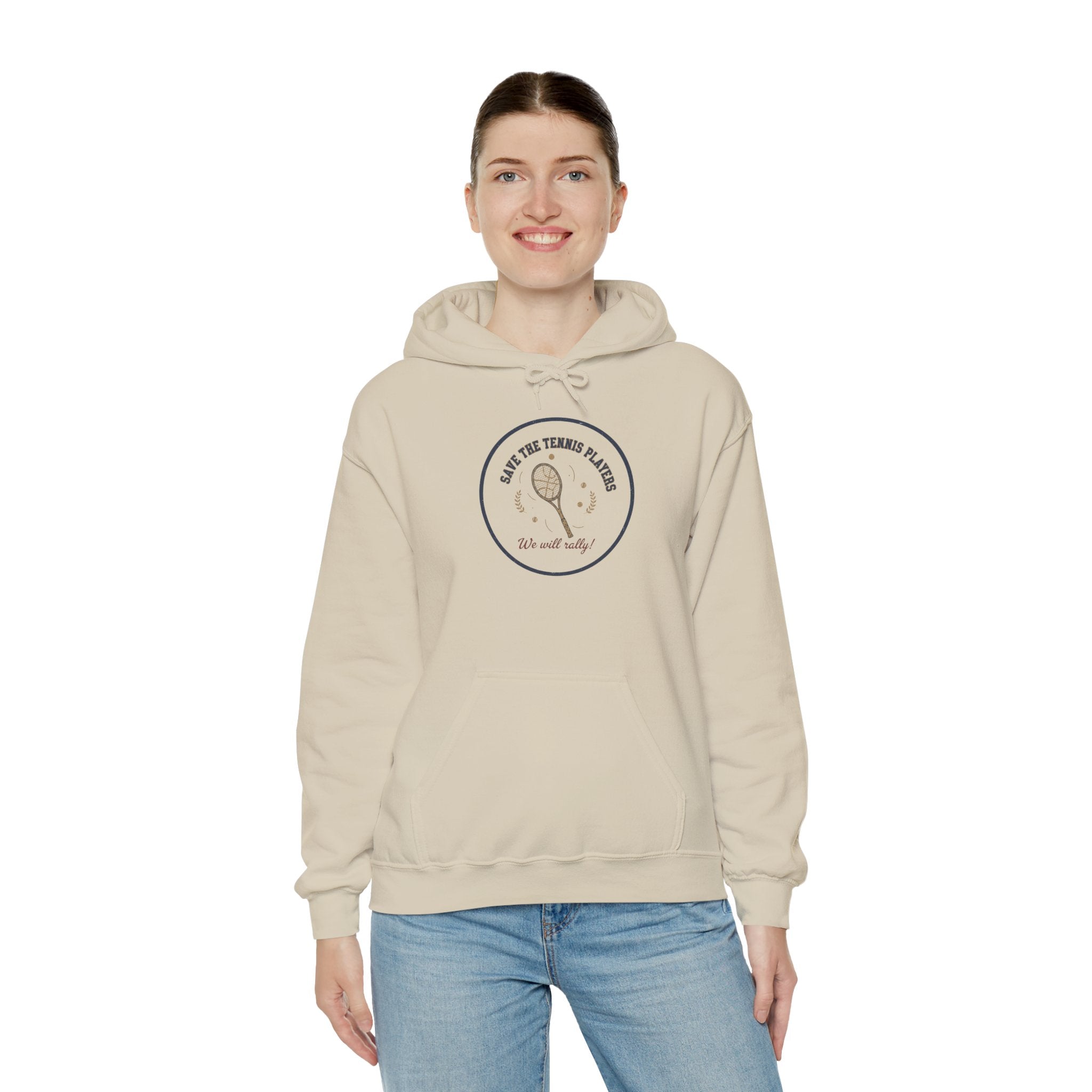 Save the Tennis Players Hoodie | tennis meme apparel, racquet sport humor
