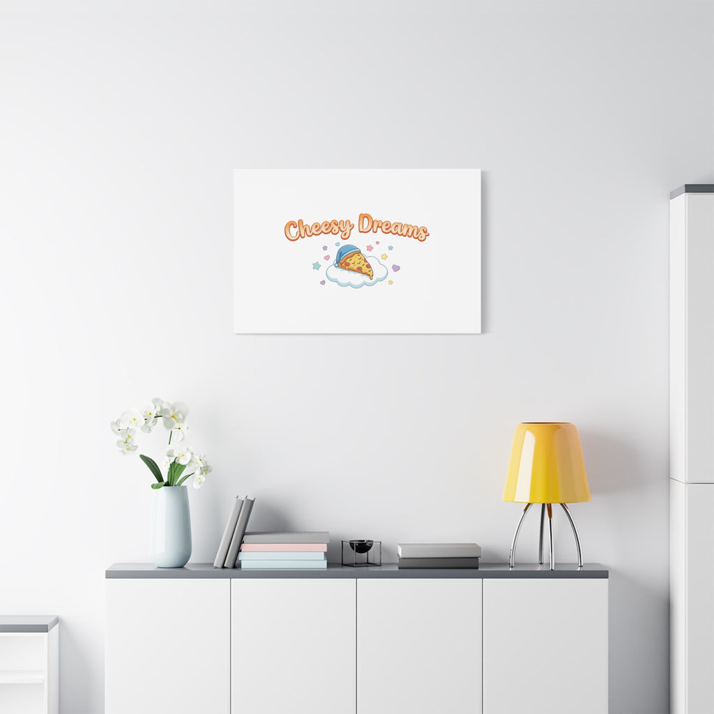 Cheesy Dreams Kawaii Pizza Canvas Wall Art