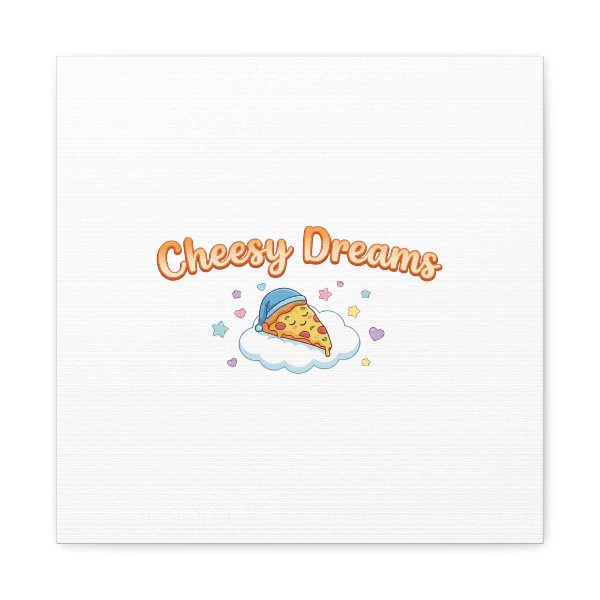 Cheesy Dreams Kawaii Pizza Canvas Wall Art