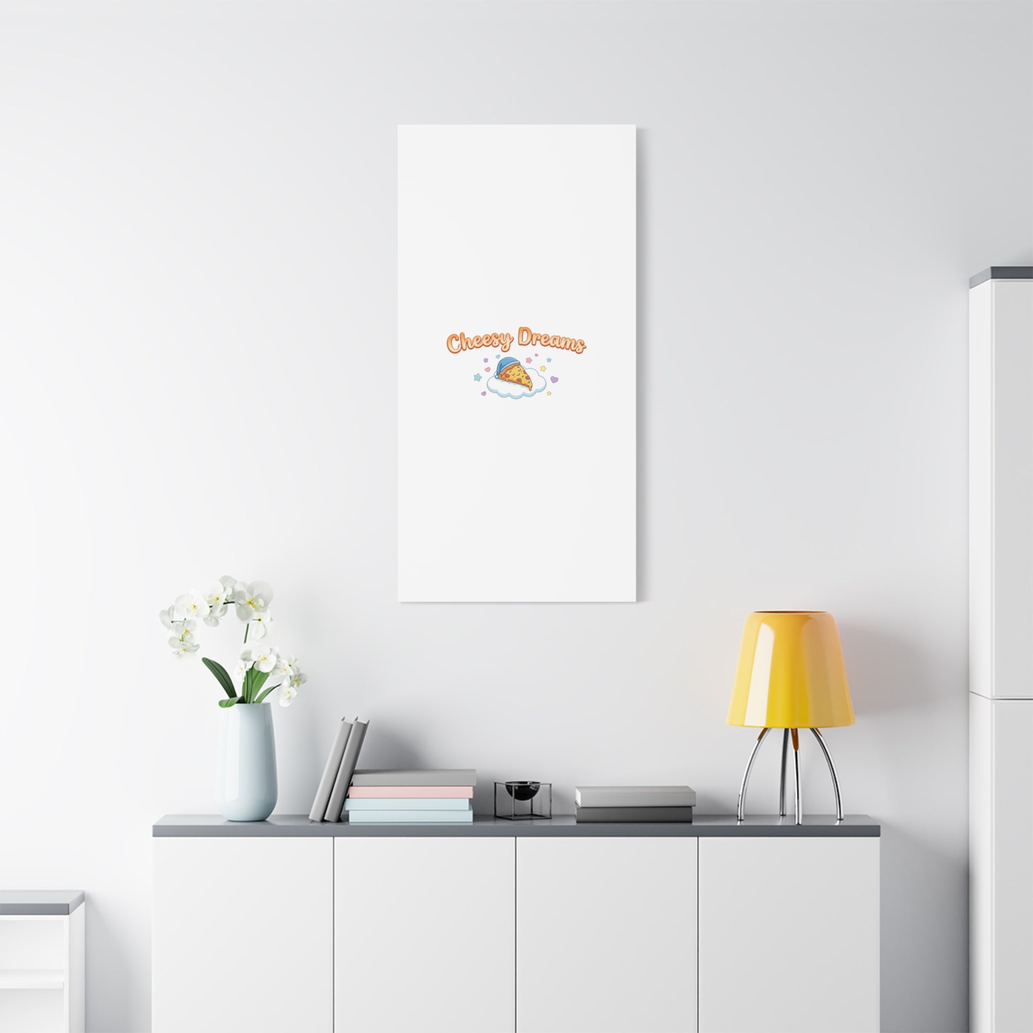 Cheesy Dreams Kawaii Pizza Canvas Wall Art