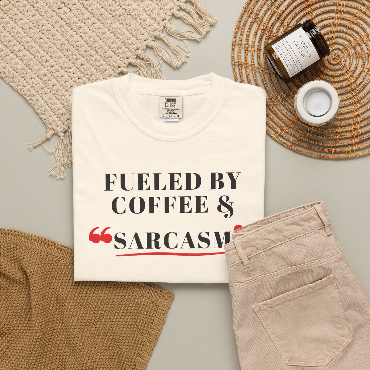 Fueled By Coffee & Sarcasm Tee | Funny Coffee Shirt