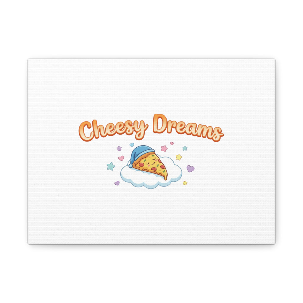 Cheesy Dreams Kawaii Pizza Canvas Wall Art