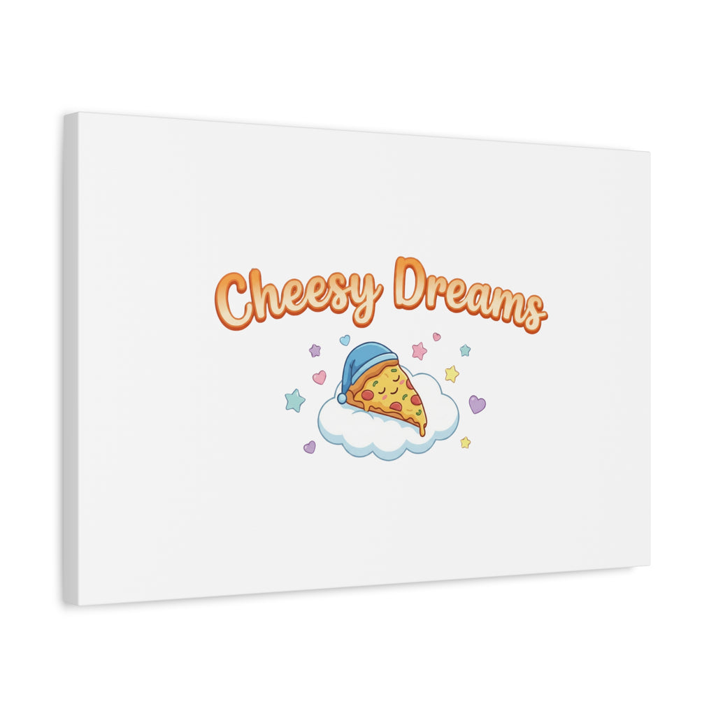 Cheesy Dreams Kawaii Pizza Canvas Wall Art