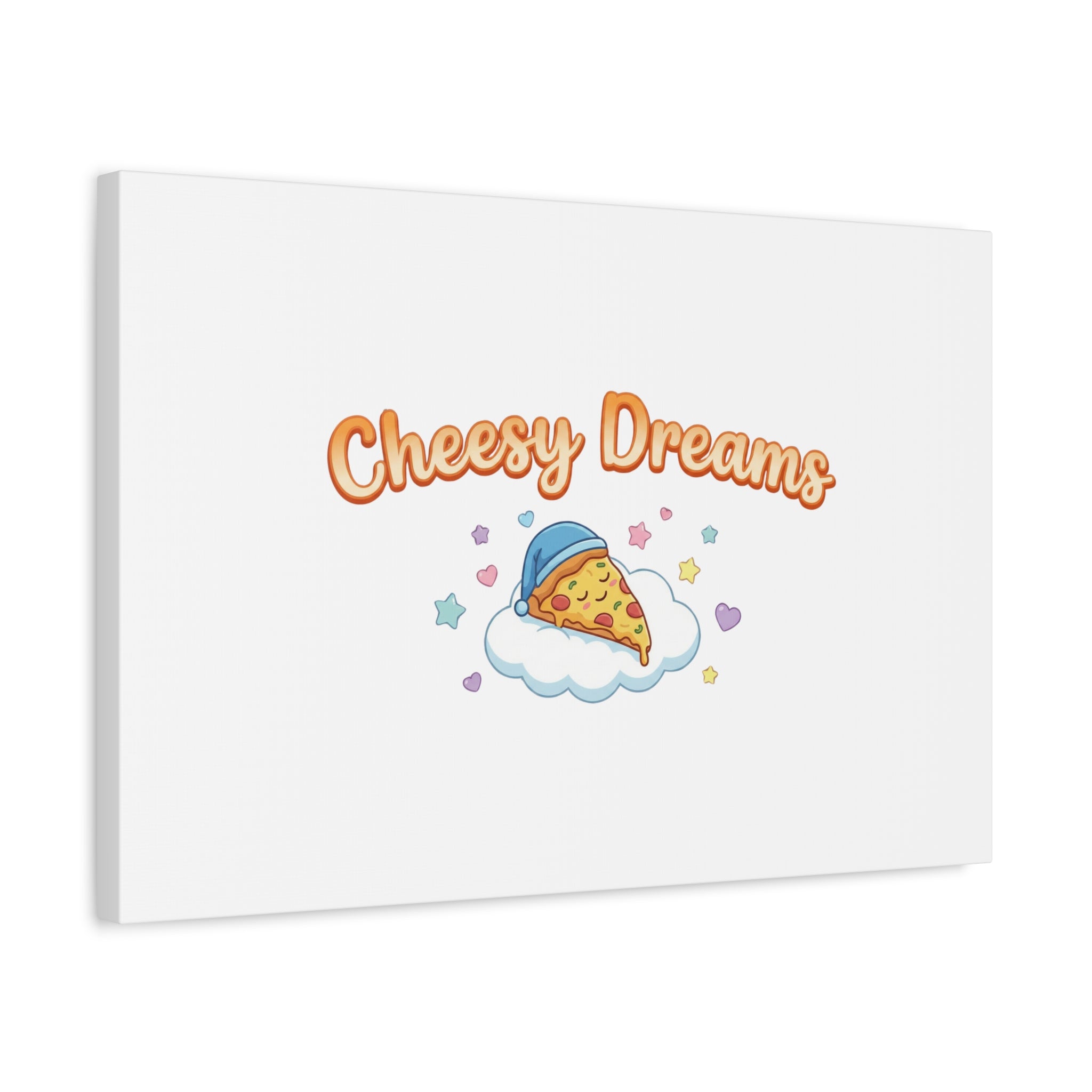 Cheesy Dreams Kawaii Pizza Canvas Wall Art