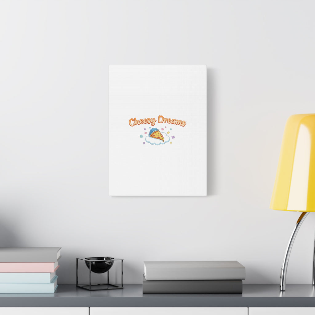 Cheesy Dreams Kawaii Pizza Canvas Wall Art