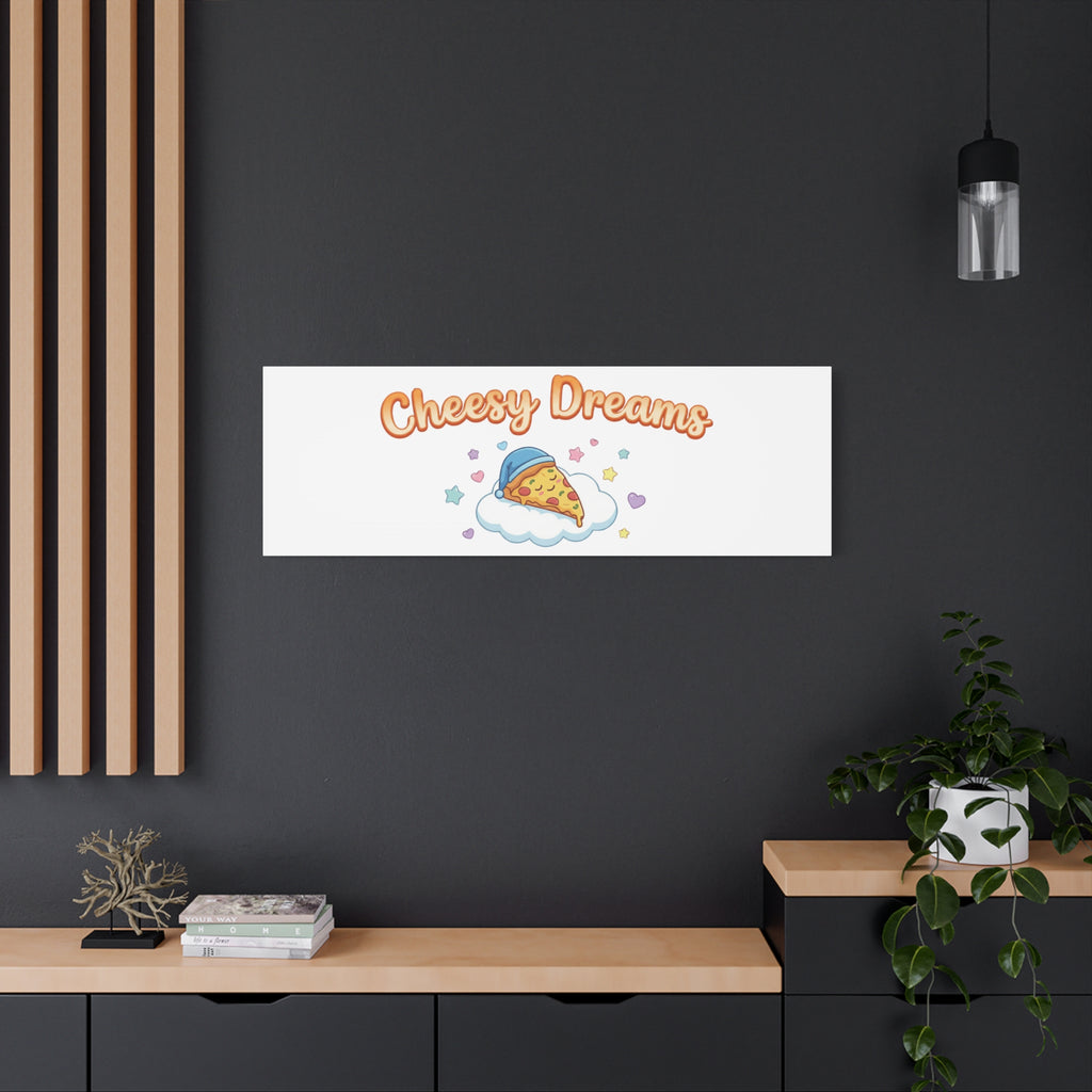 Cheesy Dreams Kawaii Pizza Canvas Wall Art