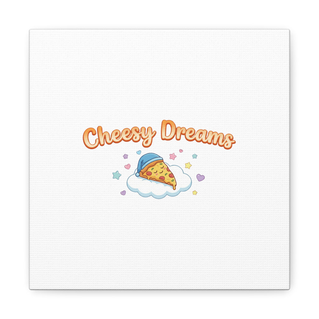 Cheesy Dreams Kawaii Pizza Canvas Wall Art