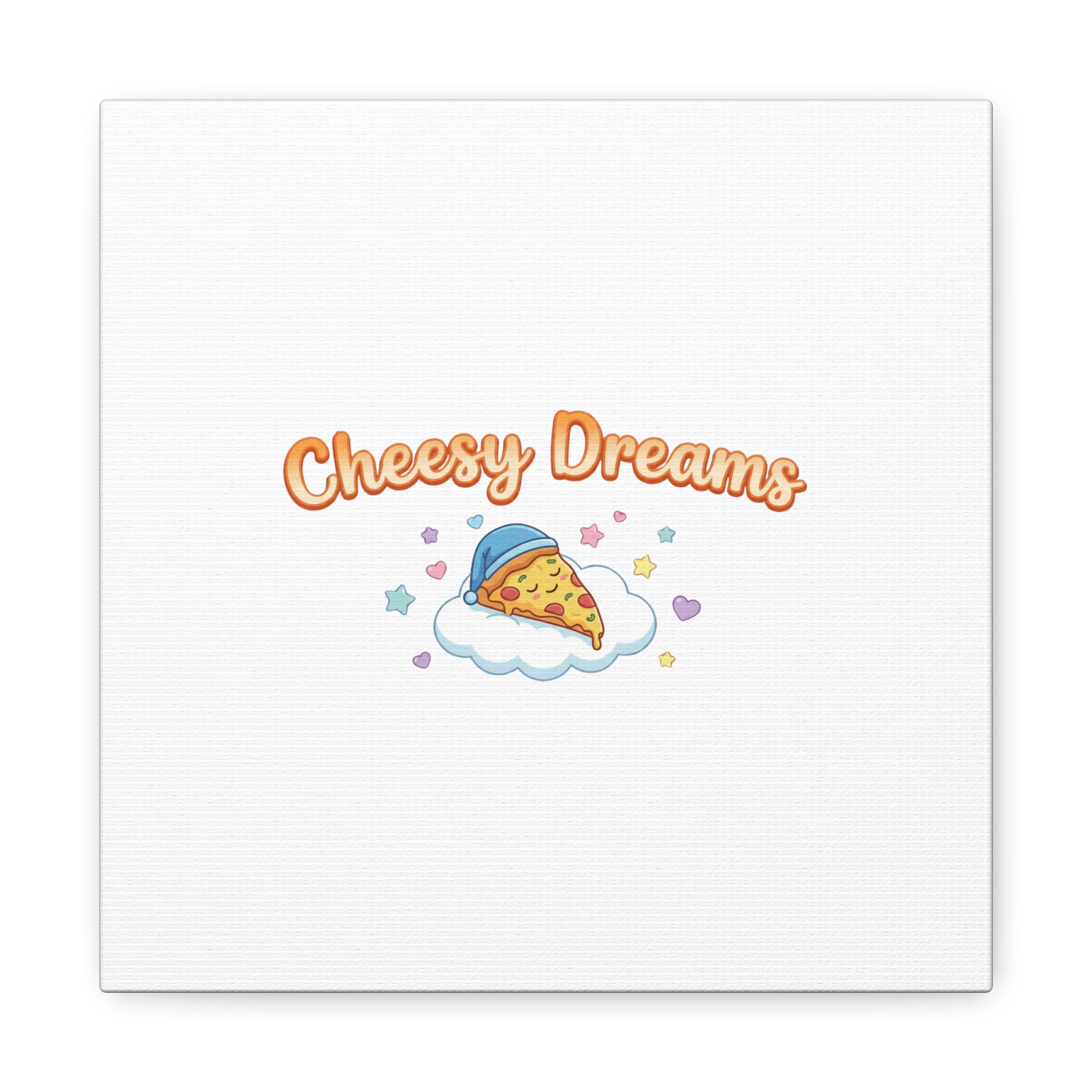 Cheesy Dreams Kawaii Pizza Canvas Wall Art
