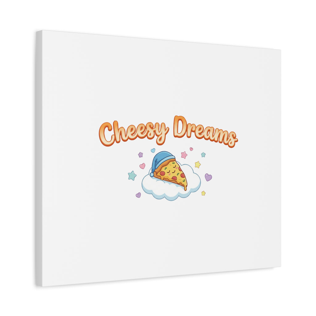 Cheesy Dreams Kawaii Pizza Canvas Wall Art