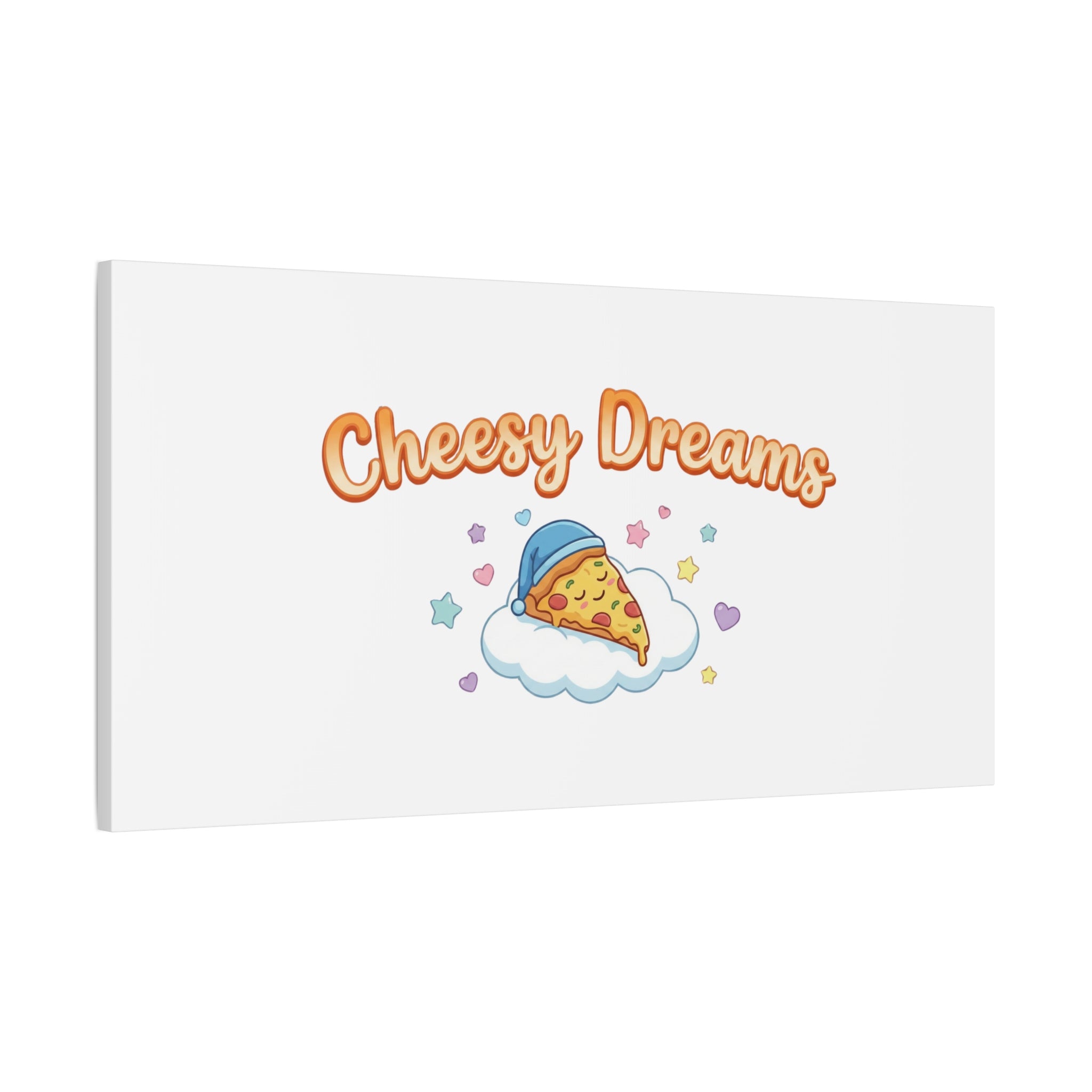 Cheesy Dreams Kawaii Pizza Canvas Wall Art