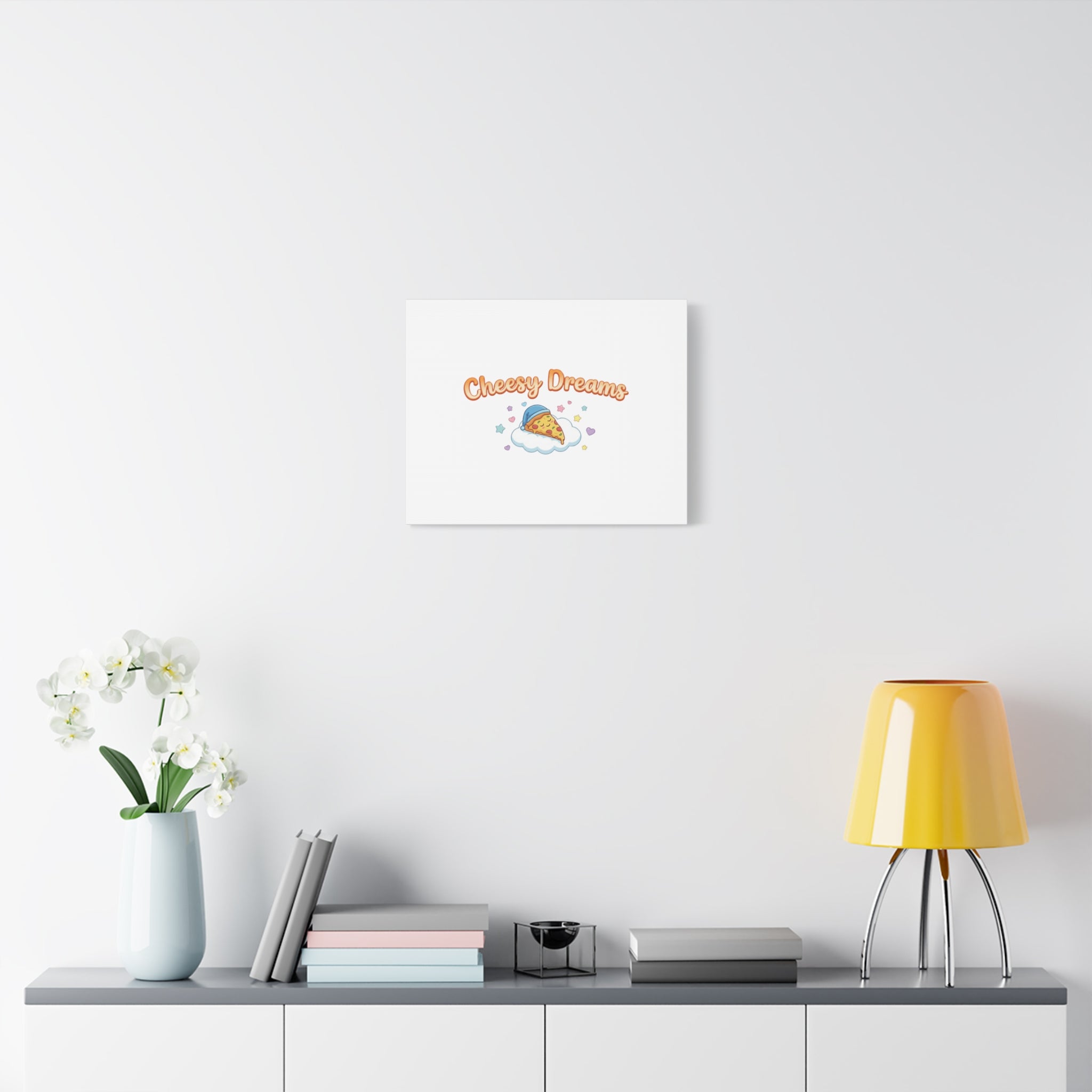 Cheesy Dreams Kawaii Pizza Canvas Wall Art