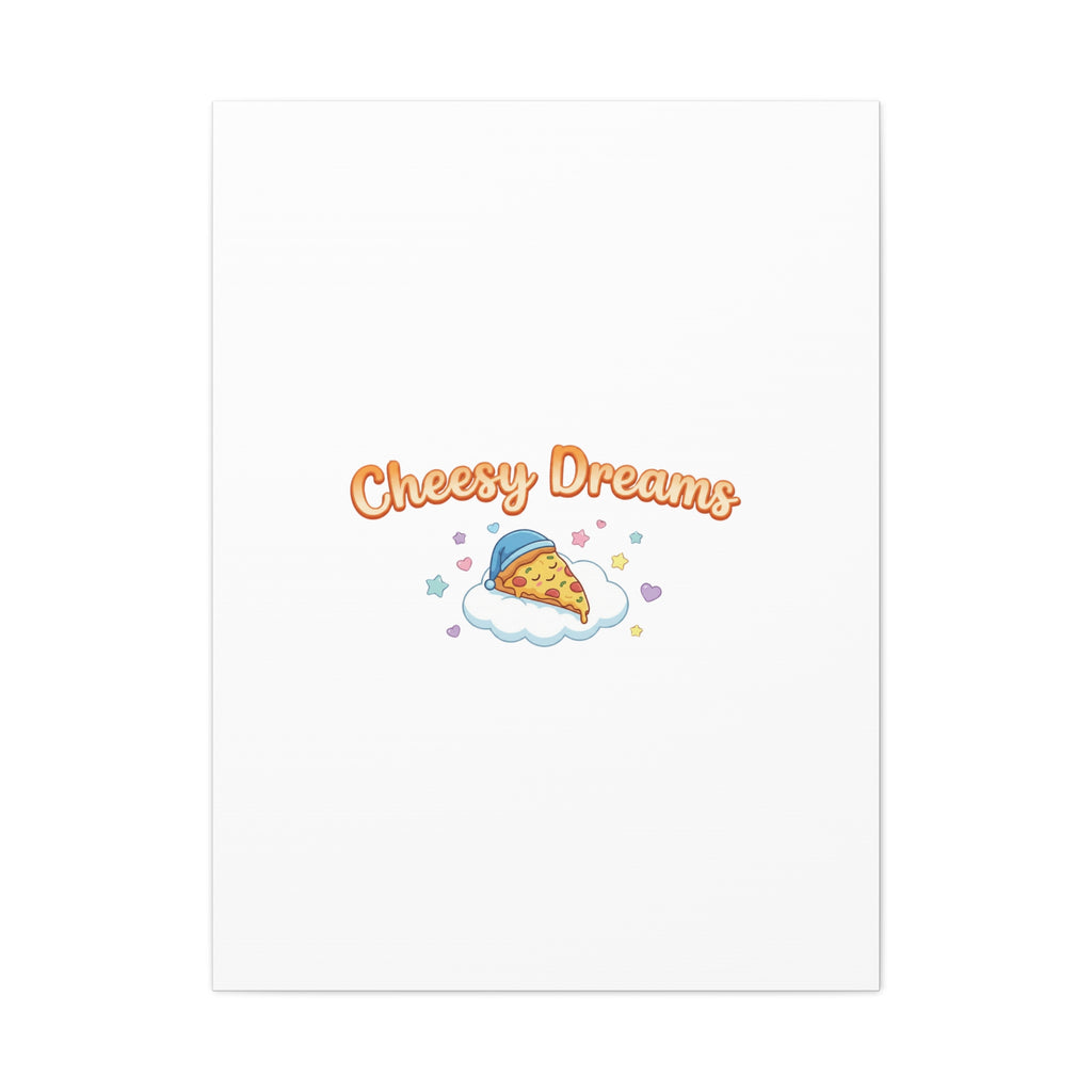 Cheesy Dreams Kawaii Pizza Canvas Wall Art