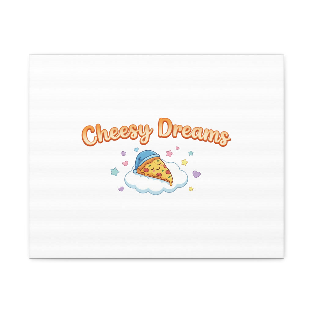 Cheesy Dreams Kawaii Pizza Canvas Wall Art