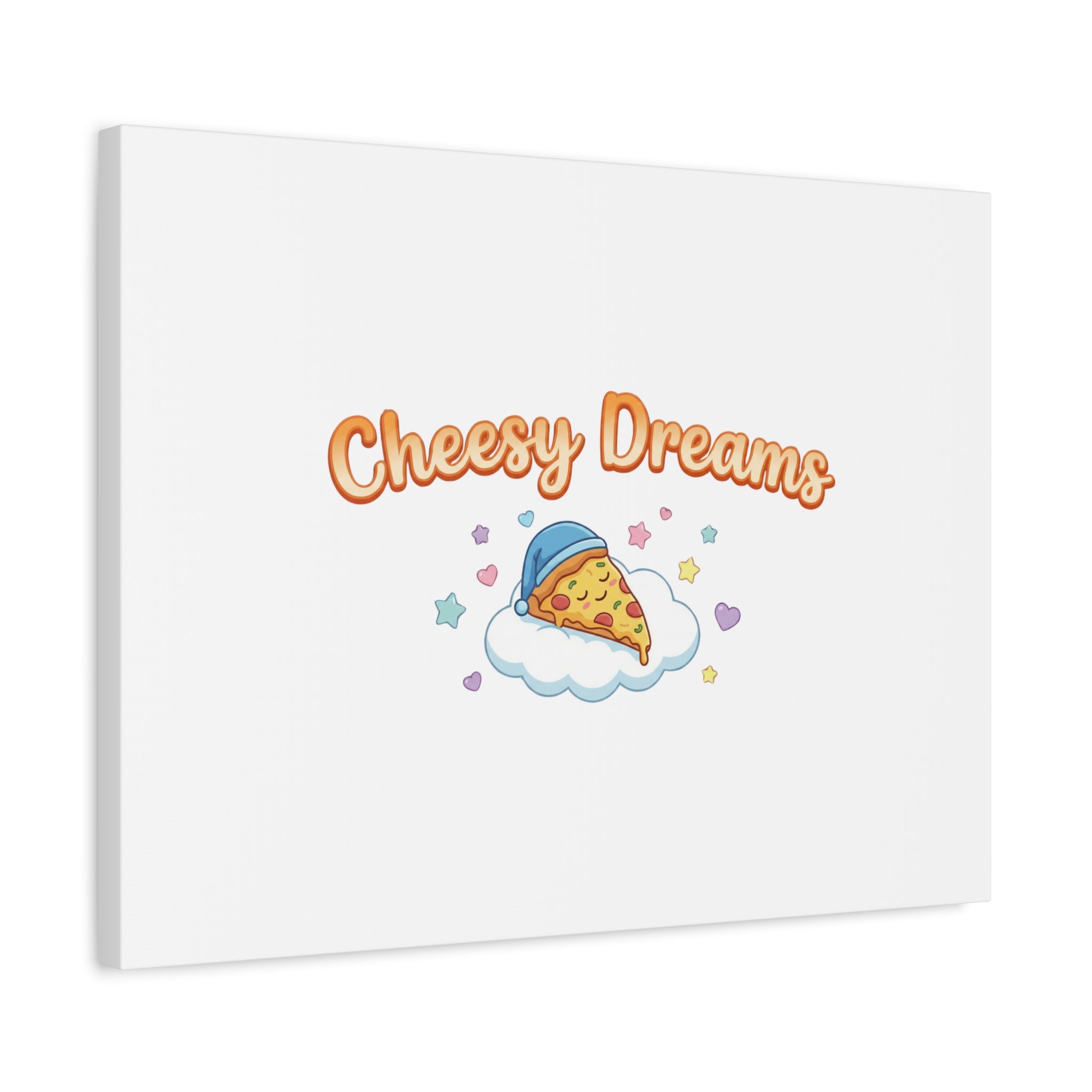 Cheesy Dreams Kawaii Pizza Canvas Wall Art