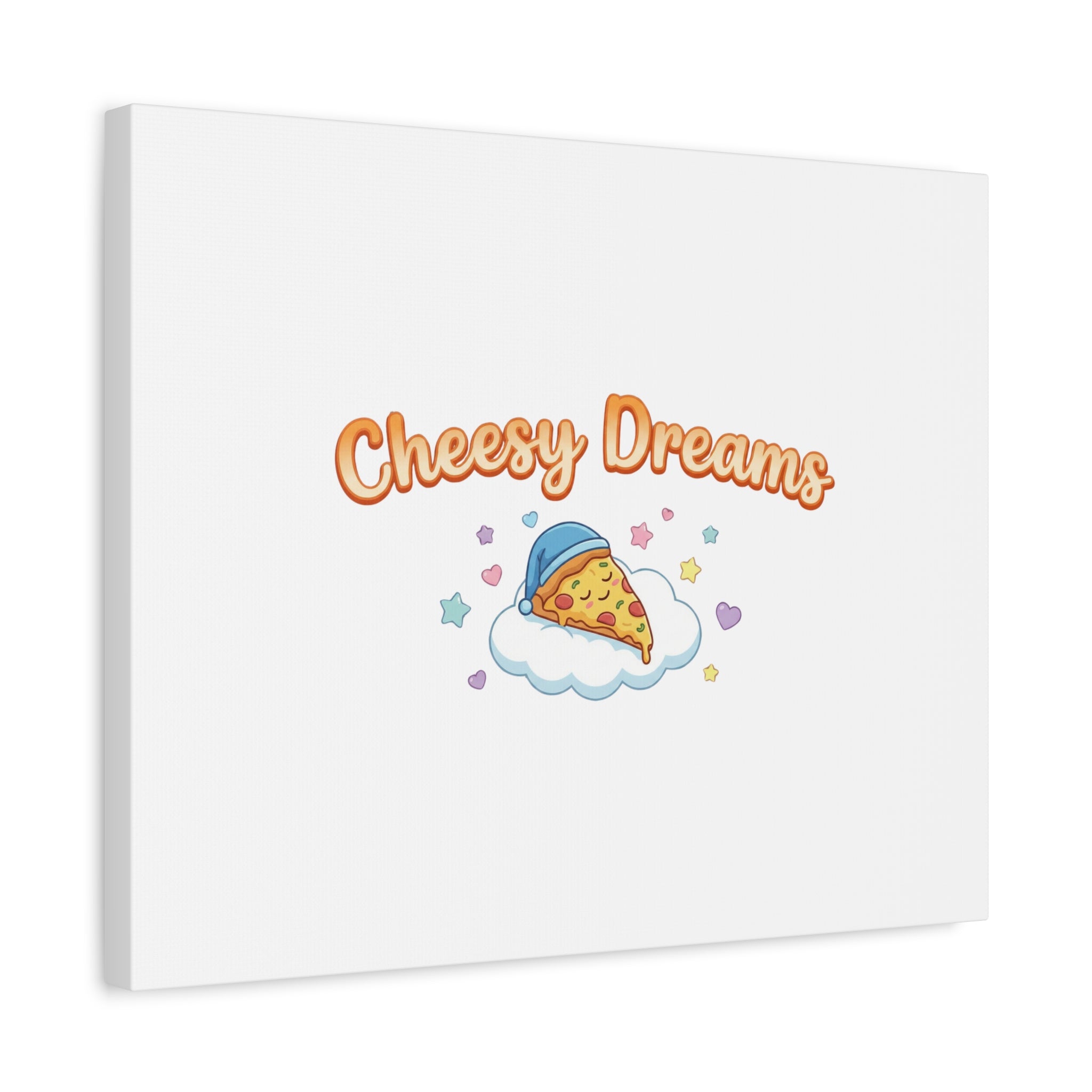 Cheesy Dreams Kawaii Pizza Canvas Wall Art