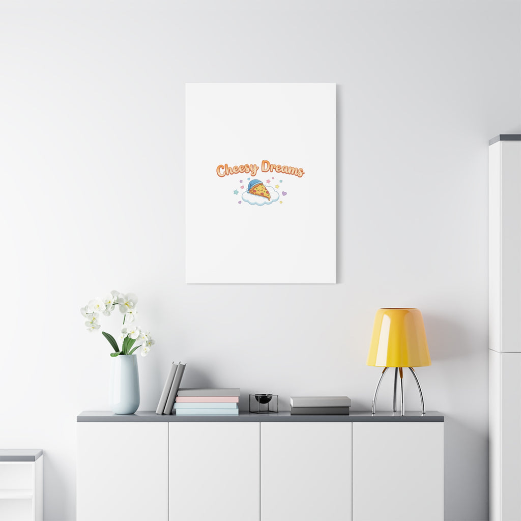 Cheesy Dreams Kawaii Pizza Canvas Wall Art