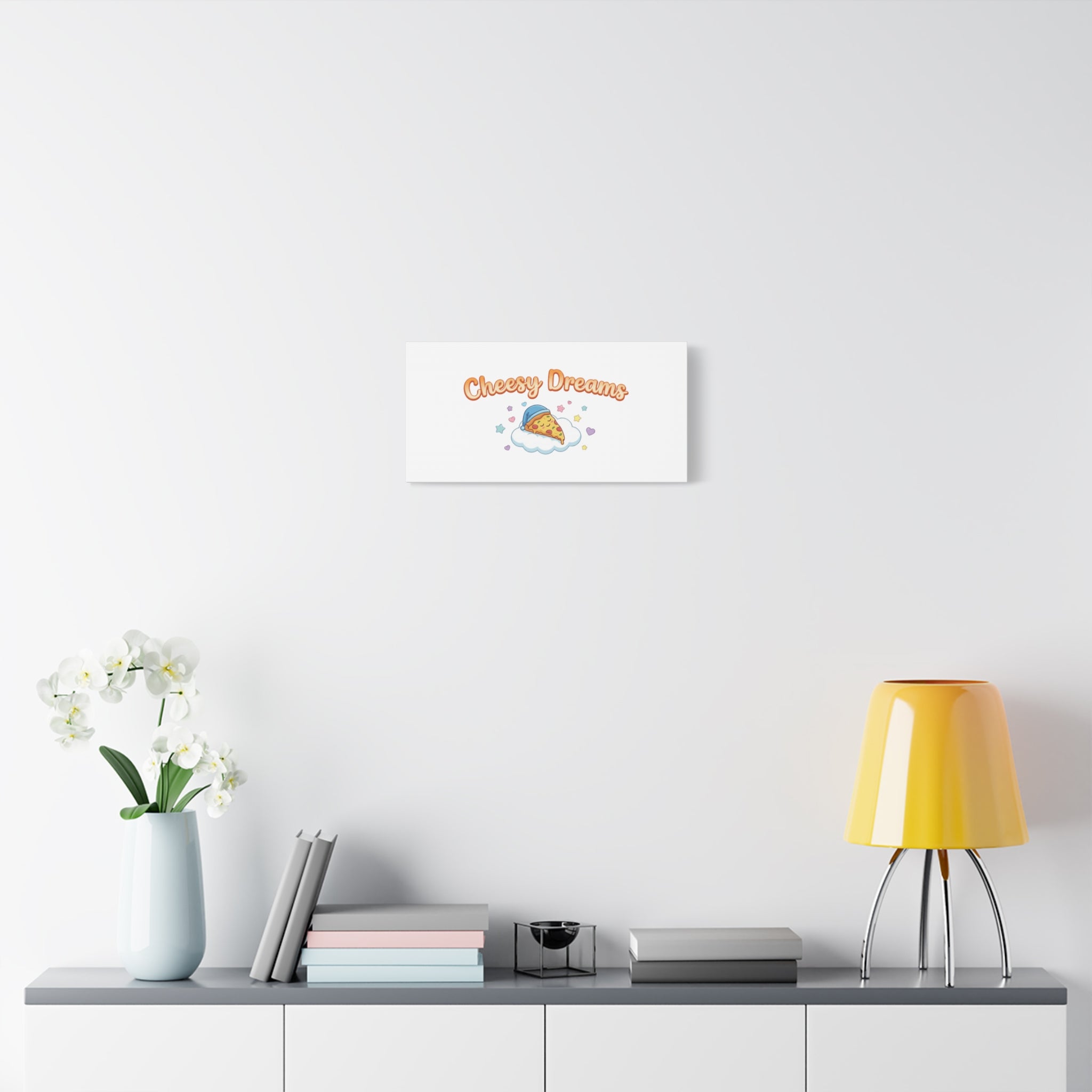 Cheesy Dreams Kawaii Pizza Canvas Wall Art
