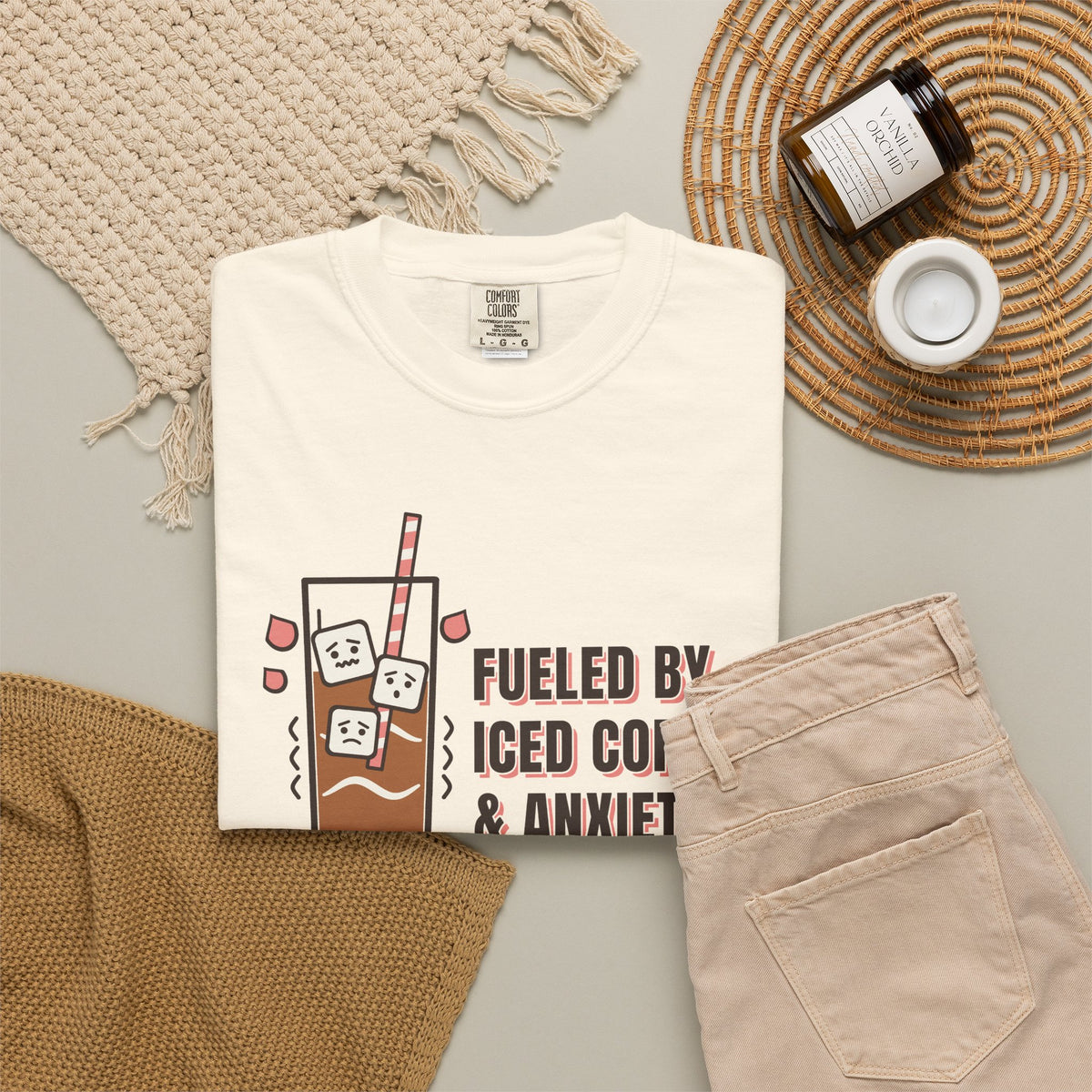 Fueled By Iced Coffee & Anxiety Tee | Funny Iced Coffee Shirt