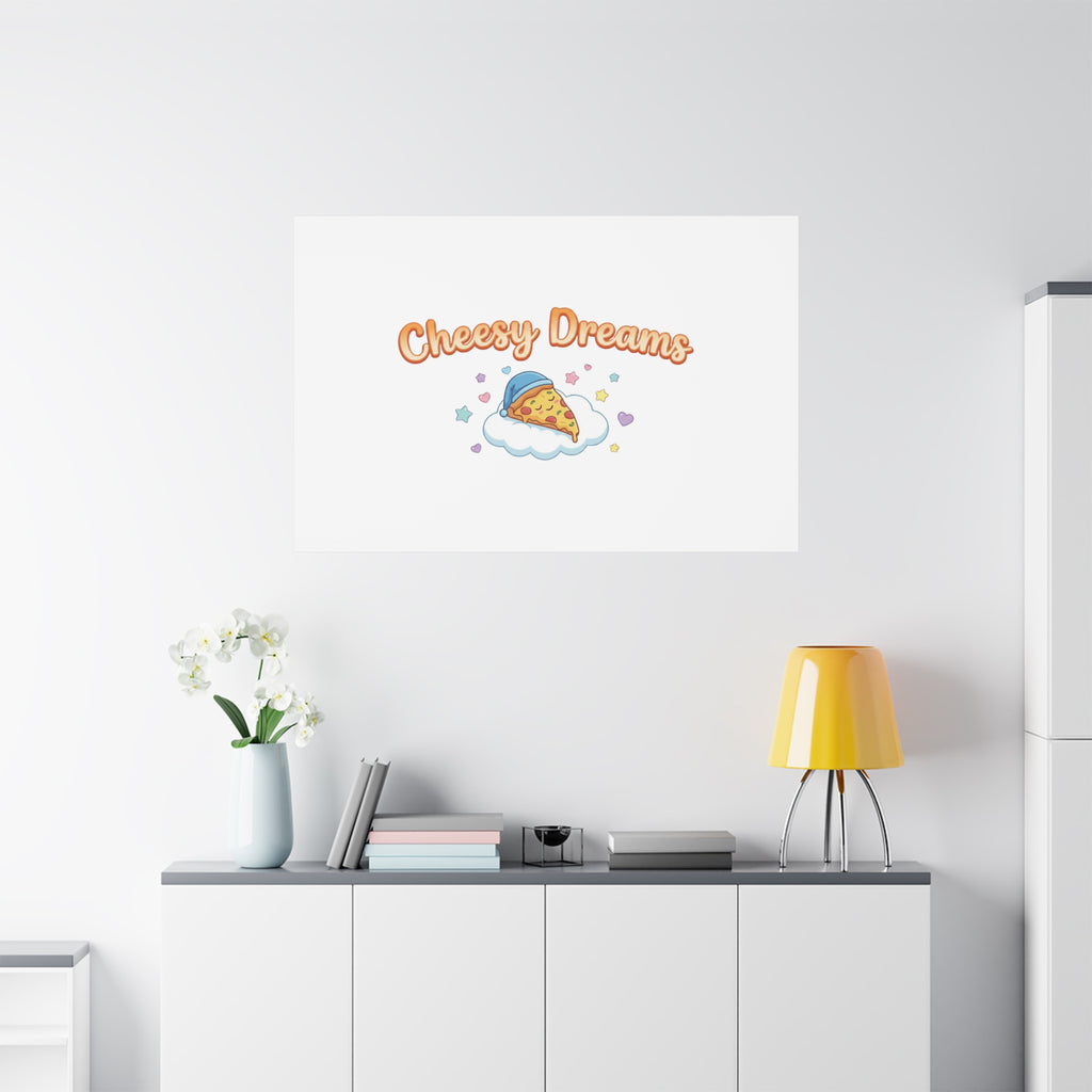 Cheesy Dreams Kawaii Pizza Canvas Wall Art
